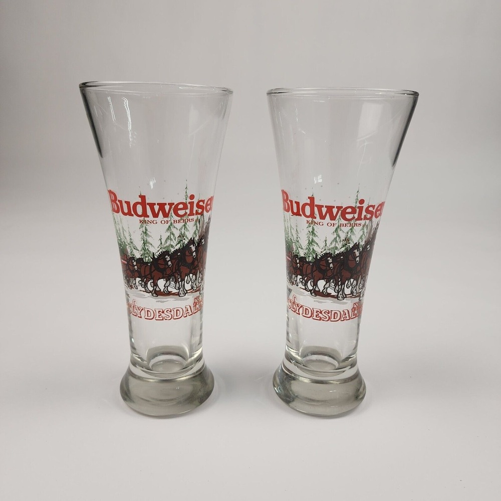 Vintage Budweiser Clydesdale Holiday 1989 Winter Beer Pilsner Drinking Glass 2